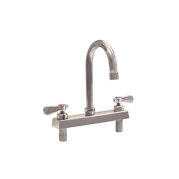 Bk Resources Evolution 8" Deck Mount Stainless Steel Faucet, 5" Gooseneck Spout EVO-8DM-5G - main